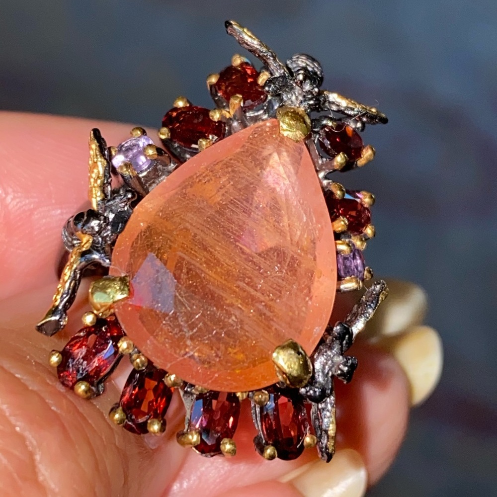 Exquisite Genuine Ruby Garnet Ring - image 3